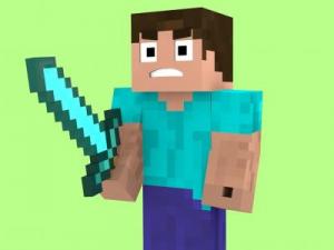 Стив с мечом Minecraft