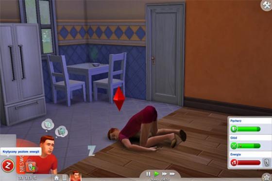 персонаж Sims истощён